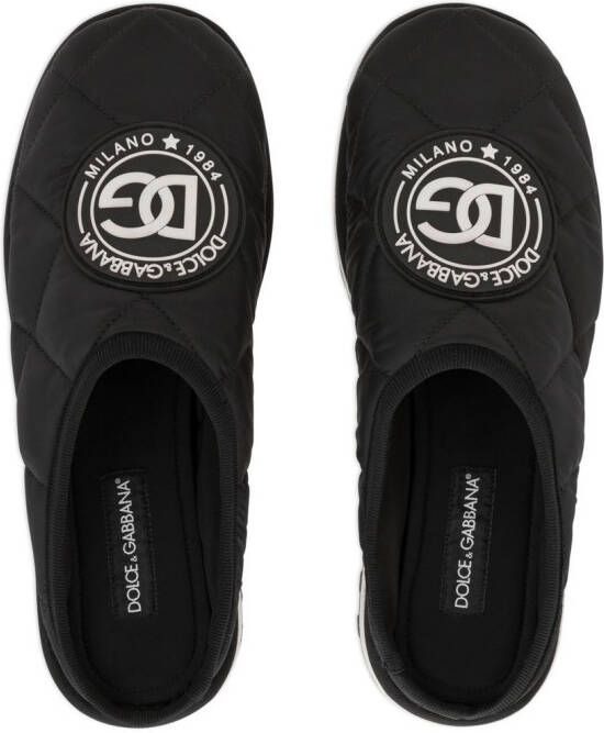 Dolce & Gabbana logo-patch quilted slippers Black