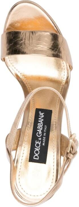 Dolce & Gabbana logo-plaque 150mm leather sandals Gold