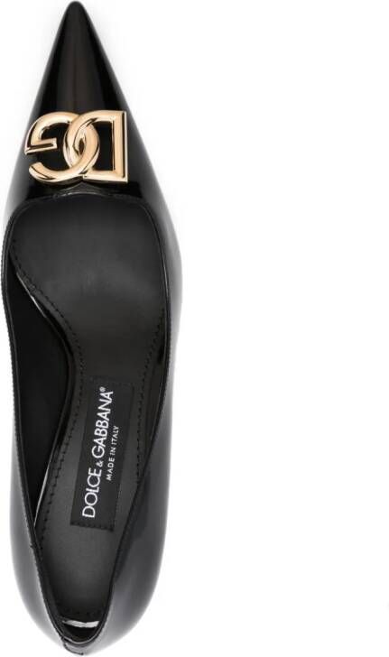Dolce & Gabbana logo-plaque 75mm leather pumps Black