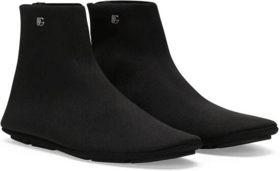 Dolce & Gabbana logo-plaque almond-toe boots Black