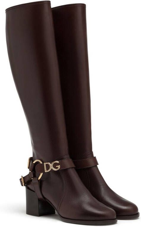 Dolce & Gabbana logo plaque boots Brown
