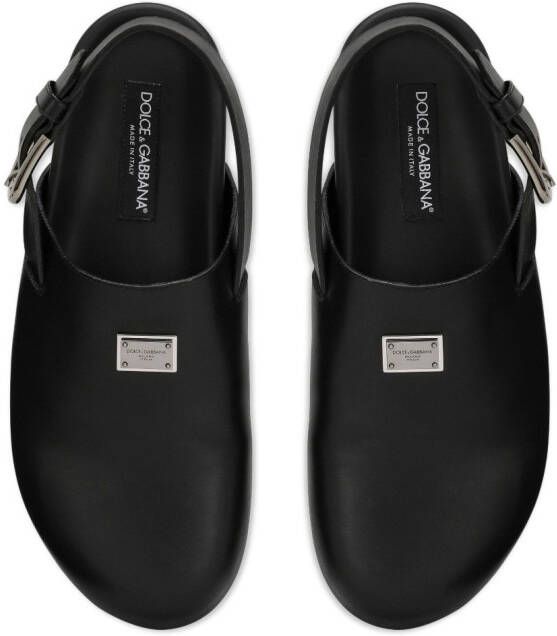 Dolce & Gabbana logo-plaque buckled leather sandals Black