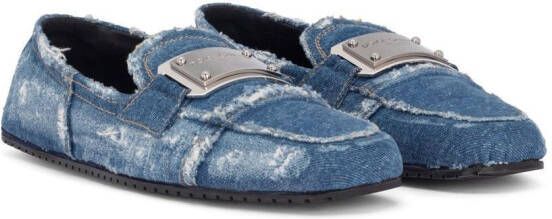 Dolce & Gabbana logo-tag patchwork-denim loafers Blue