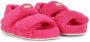Dolce & Gabbana logo-plaque faux-shearling sandals Pink - Thumbnail 2
