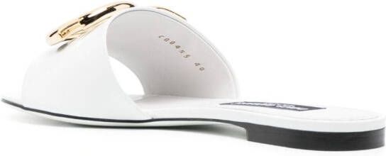 Dolce & Gabbana logo-plaque flat sandals White