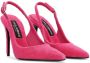 Dolce & Gabbana logo-plaque fleece pumps Pink - Thumbnail 2