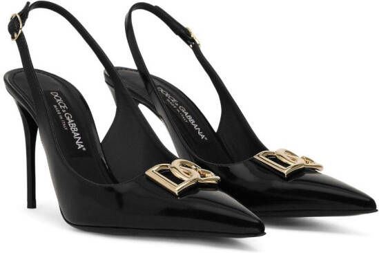 Dolce & Gabbana logo-plaque heeled slingback pumps Black