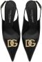 Dolce & Gabbana logo-plaque heeled slingback pumps Black - Thumbnail 4