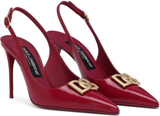 Dolce & Gabbana logo-plaque heeled slingback pumps Pink