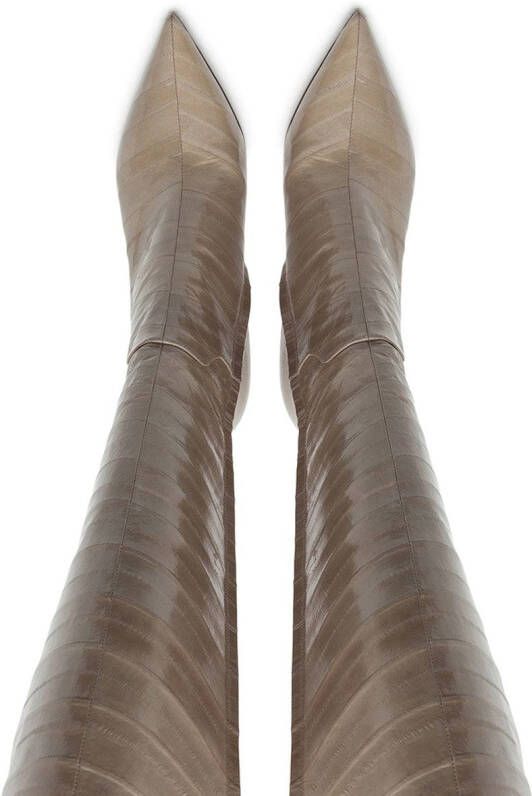 Dolce & Gabbana logo plaque knee boots Neutrals