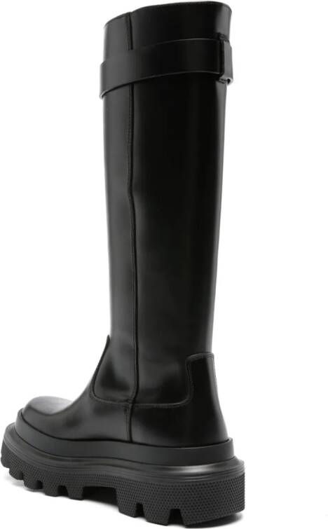 Dolce & Gabbana logo-plaque knee-high boots Black