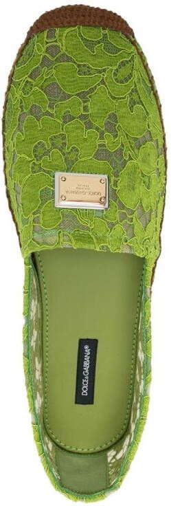 Dolce & Gabbana logo-plaque lace espadrilles Green