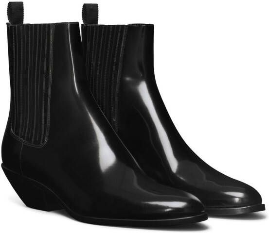 Dolce & Gabbana logo-plaque leather ankle boots Black