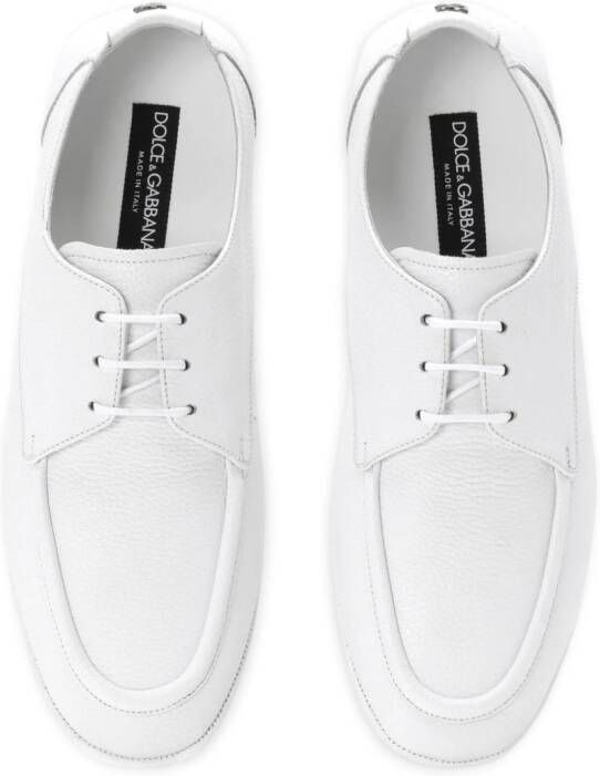 Dolce & Gabbana logo-plaque leather derby shoes White