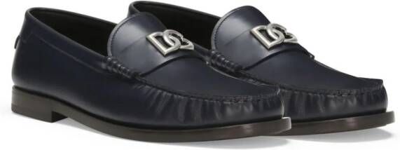 Dolce & Gabbana logo-plaque leather loafers Blue