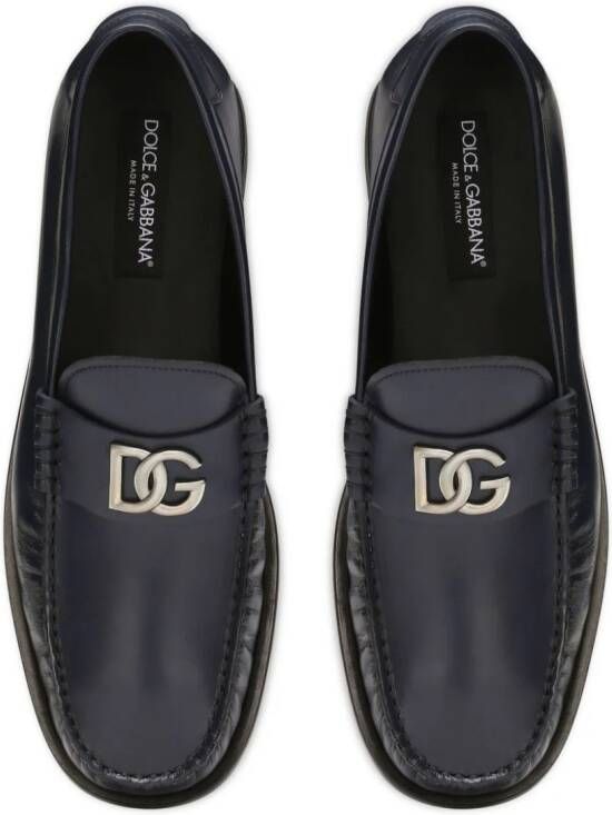 Dolce & Gabbana logo-plaque leather loafers Blue