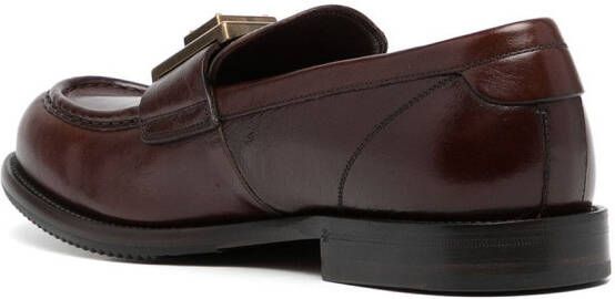 Dolce & Gabbana logo-plaque leather loafers Brown