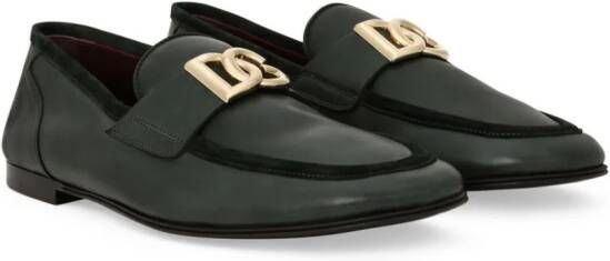 Dolce & Gabbana logo-plaque leather loafers Green