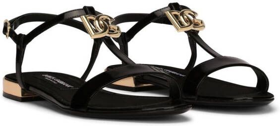 Dolce & Gabbana logo-plaque leather sandals Black