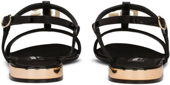 Dolce & Gabbana logo-plaque leather sandals Black