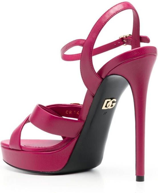 Dolce & Gabbana logo-plaque leather sandals Pink