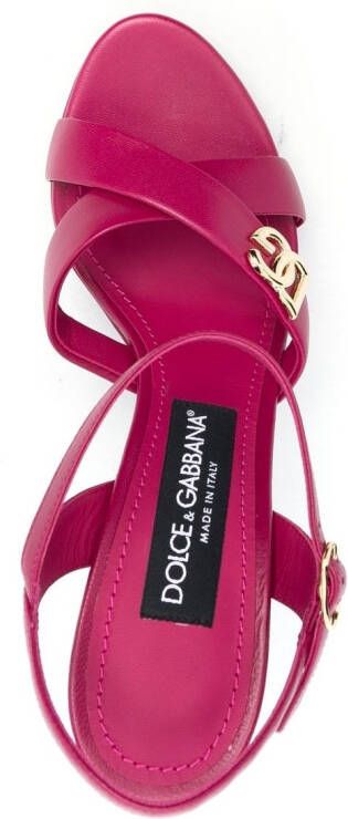 Dolce & Gabbana logo-plaque leather sandals Pink