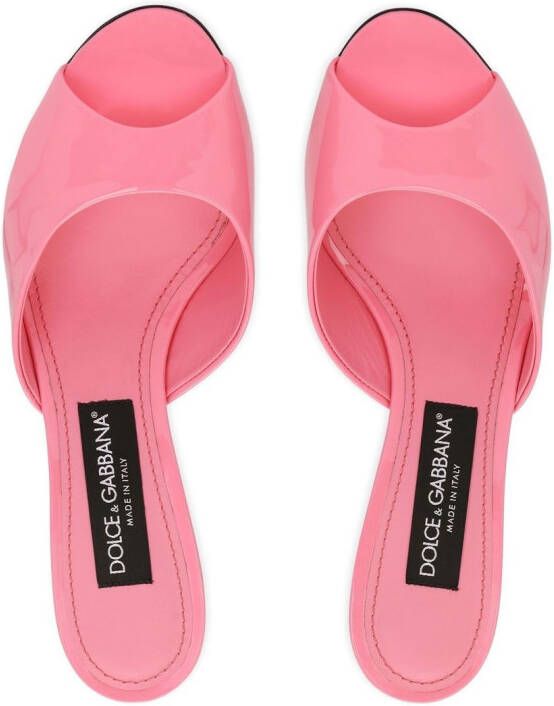 Dolce & Gabbana 70mm DG logo leather mules Pink