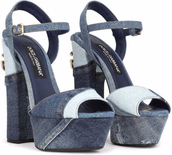 Dolce & Gabbana 145mm patchwork-denim platform sandals Blue