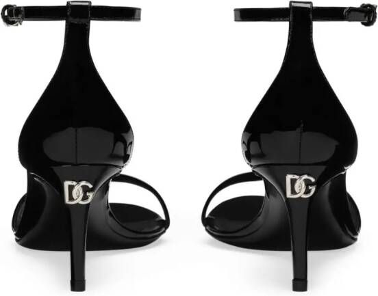 Dolce & Gabbana logo-plaque patent-leather sandals Black