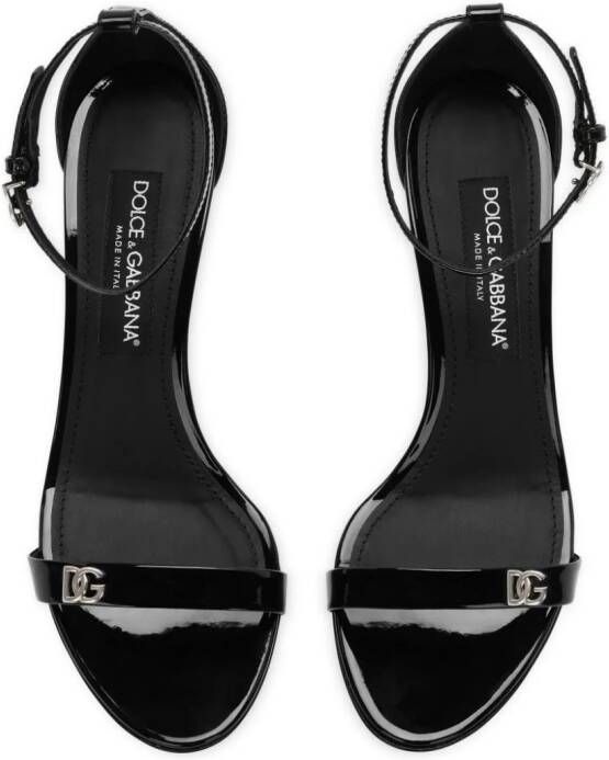 Dolce & Gabbana logo-plaque patent-leather sandals Black