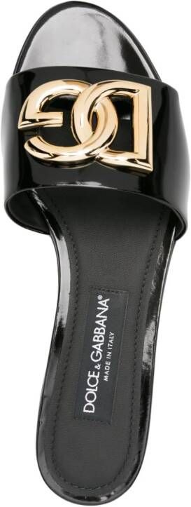 Dolce & Gabbana logo-plaque patent leather slides Black