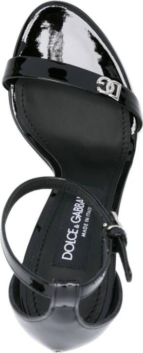 Dolce & Gabbana logo-plaque patent sandals Black