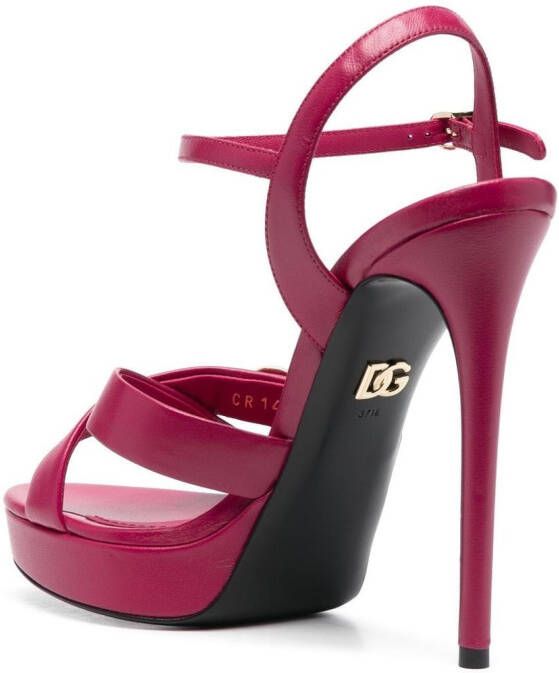 Dolce & Gabbana logo-plaque platform sandals Pink