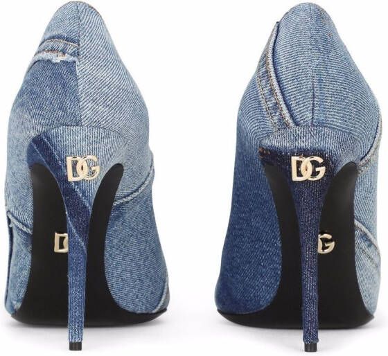 Dolce & Gabbana 105mm patchwork-denim buckle-detail pumps Blue
