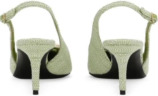 Dolce & Gabbana logo-plaque raffia slingback pumps Green