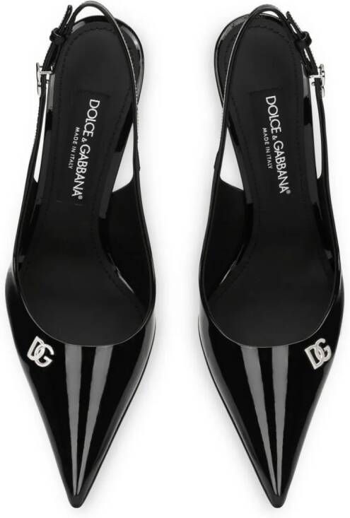 Dolce & Gabbana logo-plaque slingback leather pumps Black
