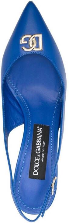 Dolce & Gabbana logo-plaque slingback pumps Blue