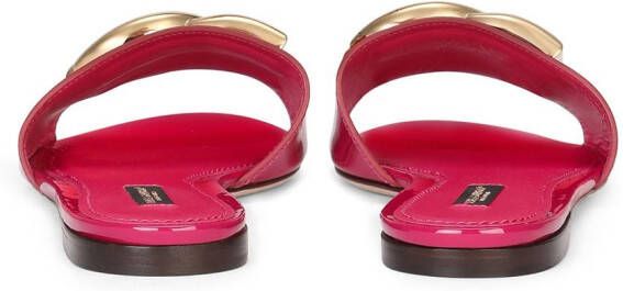 Dolce & Gabbana DG-logo patent leather sandals Pink