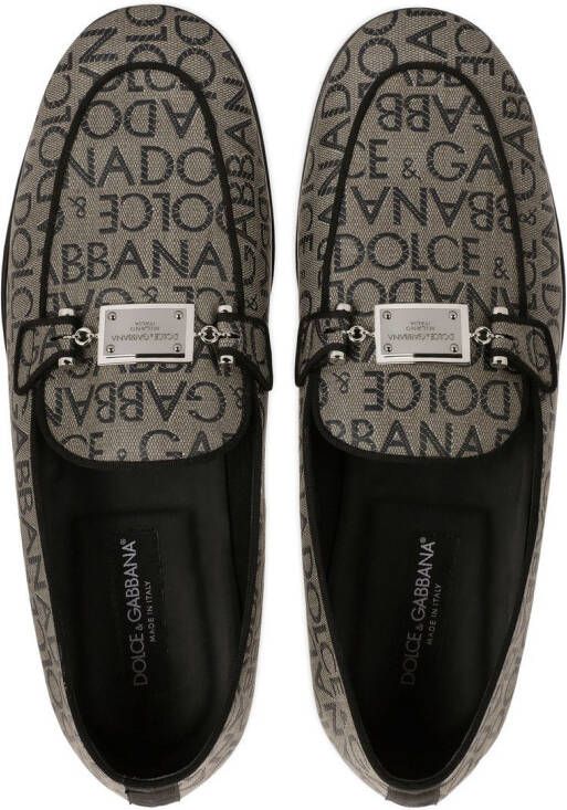 Dolce & Gabbana logo-tag jacquard loafers Brown