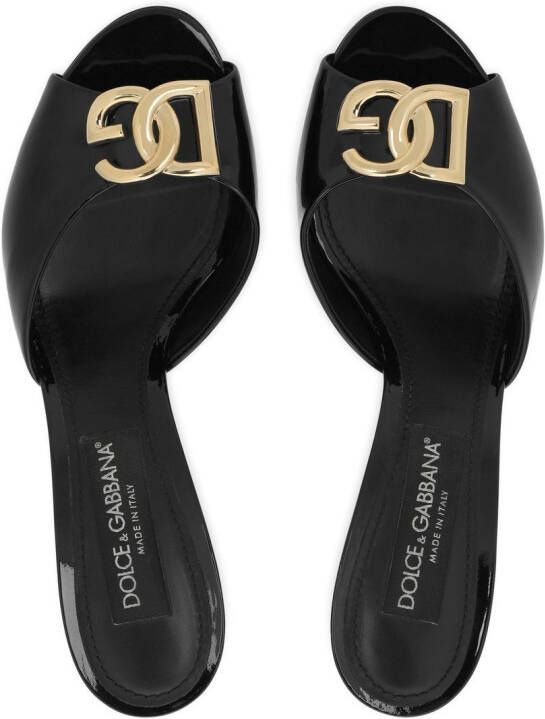 Dolce & Gabbana DG-logo patent leather mules Black