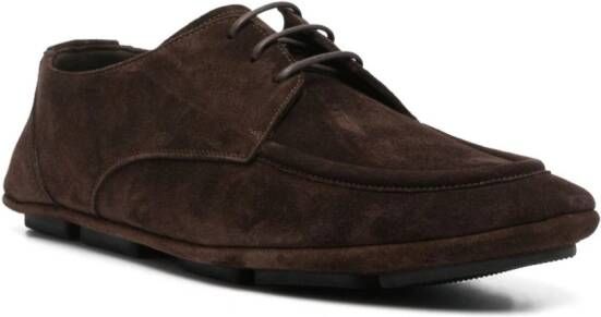 Dolce & Gabbana logo-plaque suede derby shoes Brown