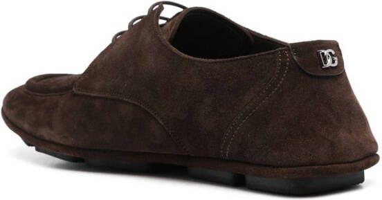 Dolce & Gabbana logo-plaque suede derby shoes Brown