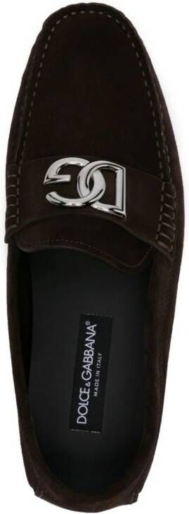 Dolce & Gabbana logo-plaque suede loafers Brown