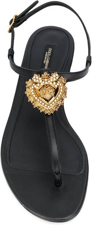 Dolce & Gabbana Devotion leather thong sandals Black