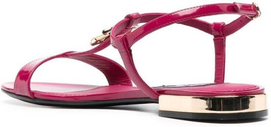 Dolce & Gabbana logo-plaque T-bar sandals Pink
