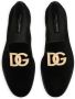 Dolce & Gabbana logo-plaque velvet slippers Black - Thumbnail 4