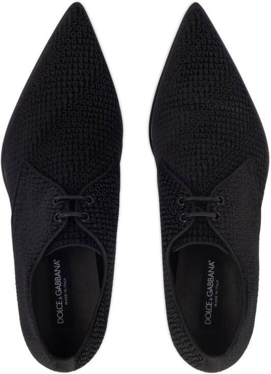 Dolce & Gabbana logo-print velvet derby shoes Black