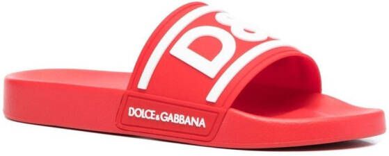 Dolce & Gabbana logo-print detail pool slides Red