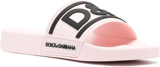 Dolce & Gabbana logo-print rubber slides Pink