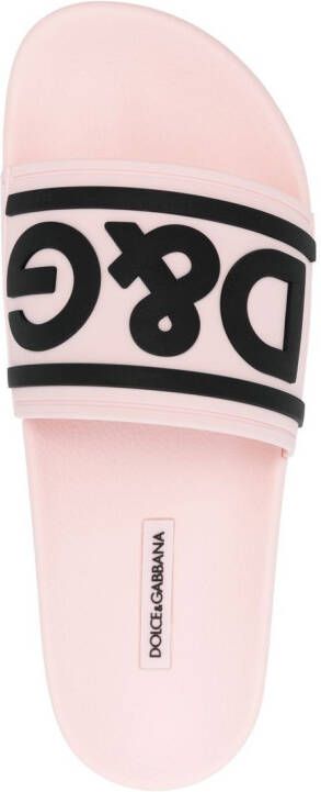 Dolce & Gabbana logo-print rubber slides Pink